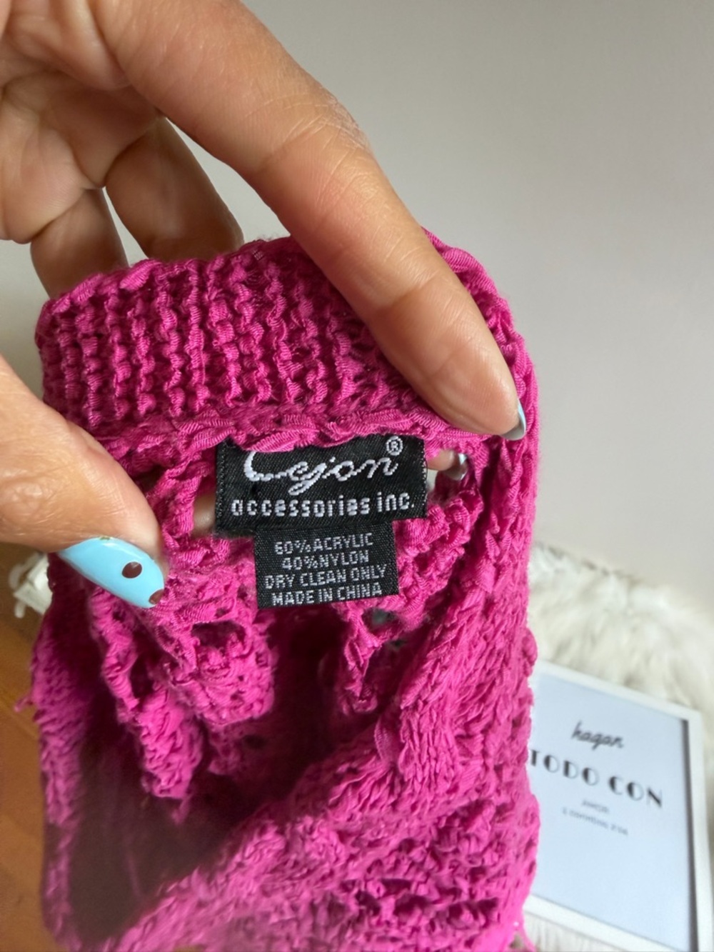 Bright Pink Crochet Fringe Poncho - Women Accessories - Picture 2 of 4